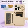 thumbnail image 3 of Dteck Wallet Crossbody for iPhone 13 Pro Max Case with Lanyard Wrist Strap Credit Card Holder, PU Leather Protective Phone Case with Ring Holder,Beige, 3 of 8