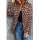 thumbnail image 2 of ABPHQTO Abrigo de leopardo con cordón y cremallera con cuello de solapa marrón para mujer, 2 of 5