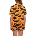 thumbnail image 5 of Xdegoge Women'S Cute Bat and Pumpkin Print Pajama Sets Short Sleeve Button Down Sleepwear Halloween Theme Loungewear Soft Nightwear 2 Piece Pjs with Shorts, 5 of 8