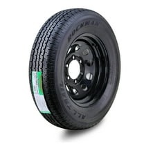 ROCKMAN Trailer Tire Wheel Assembly ST225/75R15 10-Ply E 117M 6 Lug on 5.5" PCD Black Mod Rim
