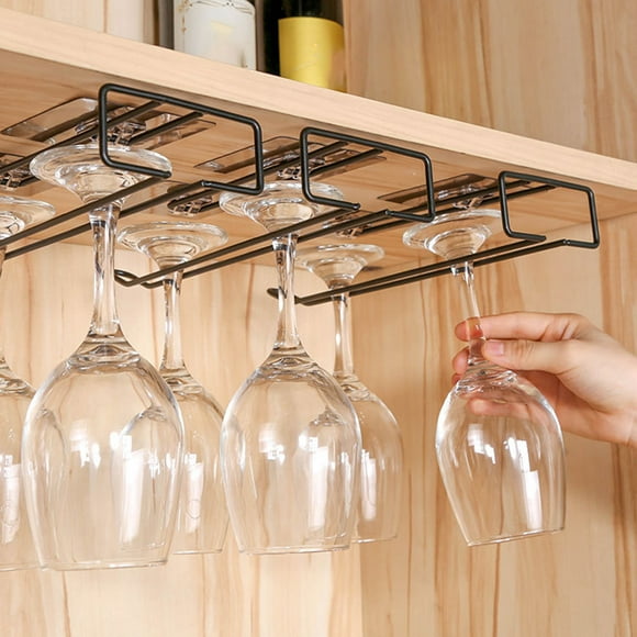 Cheers Wine Glass Rack Punch-free Excellent Bearing Capacity Wrought Iron Multi-use Self Adhesive Glass Holder for Bar