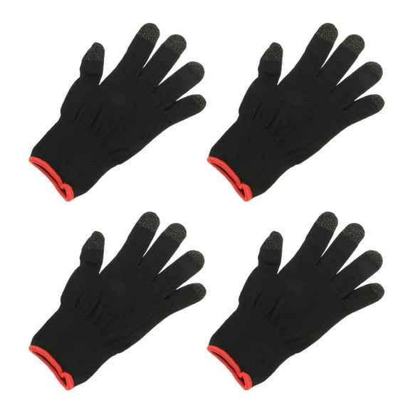 Guantes de juego Uxcell Guante de juego con dedos Transpirable Anti sudor Guante de controlador de juego móvil Negro, 4 piezas