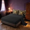 thumbnail image 4 of Homewish Gold Sun and Moon Full Size Bedding Sets, Bohemian Damask Full Size Bed in a Bag, Black, Black Reversible 7-Piece, 4 of 7