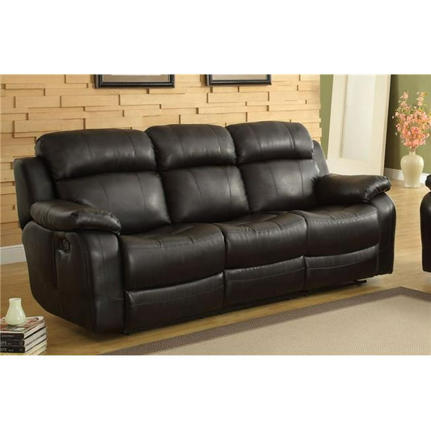 Benzara BM181796 Leather Reclining Sofa with Center Drop Down Cup ...