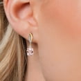 thumbnail image 3 of Gem Stone King 925 Silver and 10K Yellow Gold Peach Nano Morganite and White Lab Grown Diamond Dangle Earrings for Women | 4.70 Cttw | Gemstone October Birthstone | Oval 10X8MM, 3 of 6