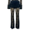 thumbnail image 5 of REALiKUN Women's Sheer Lace Flare Pants Sexy See Through High Waist Leggings Gothic Floral Bell-Bottoms Trousers Streetwear, 5 of 6
