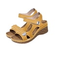 thumbnail image 5 of RKSTN Womens Sandals Solid Color Wedge Sandals Fish Mouth Solid Color Thick Sole Open Toe Adjustable Hook and Loop Closure Walking Sandals, 5 of 10