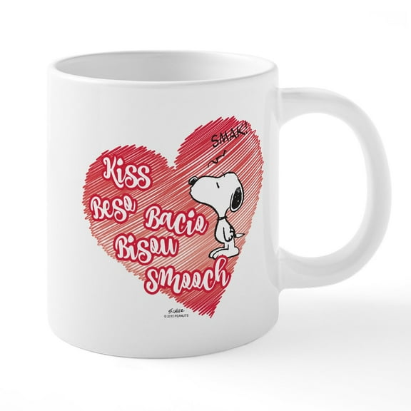 CafePress - Snoopy Smooch - 20 Oz White Ceramic Mega Mug