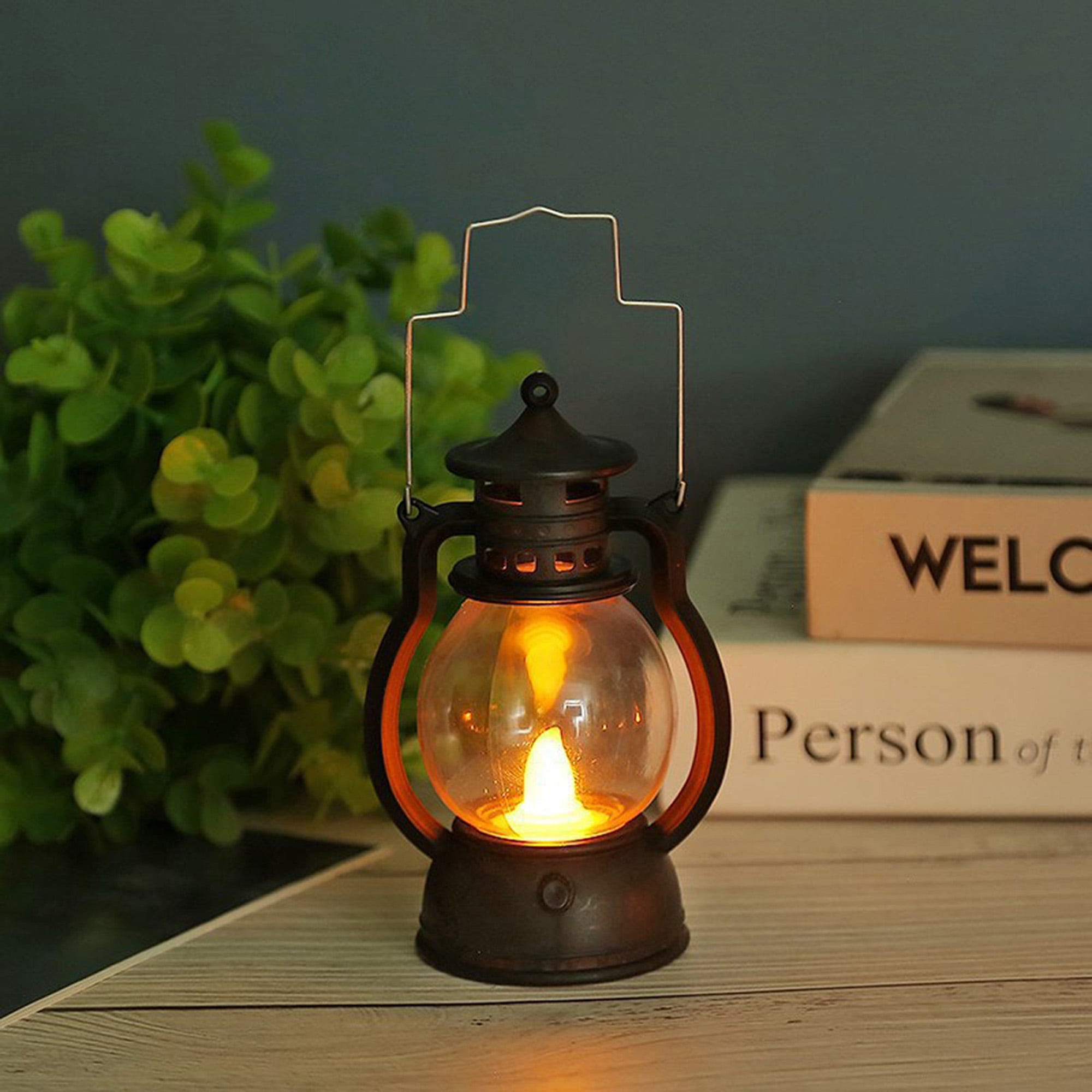 Lantern With Flickering Led Candle Battery Included Vintage - Temu