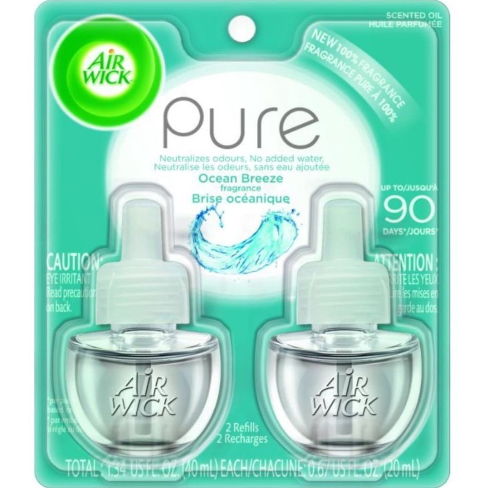 2 Pack Air Wick Scented Oil, Twin Refill, Pure Ocean Breeze, 0.67 oz
