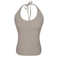 thumbnail image 5 of WEIWEN Cropped Tank Tops for Women 2026 Trendy Backless Scoop Neck Double Lined Basic Tees Women's Tie Halter Tops Summer Yoga Athletic Workout Shirts Grey, XL, 5 of 7