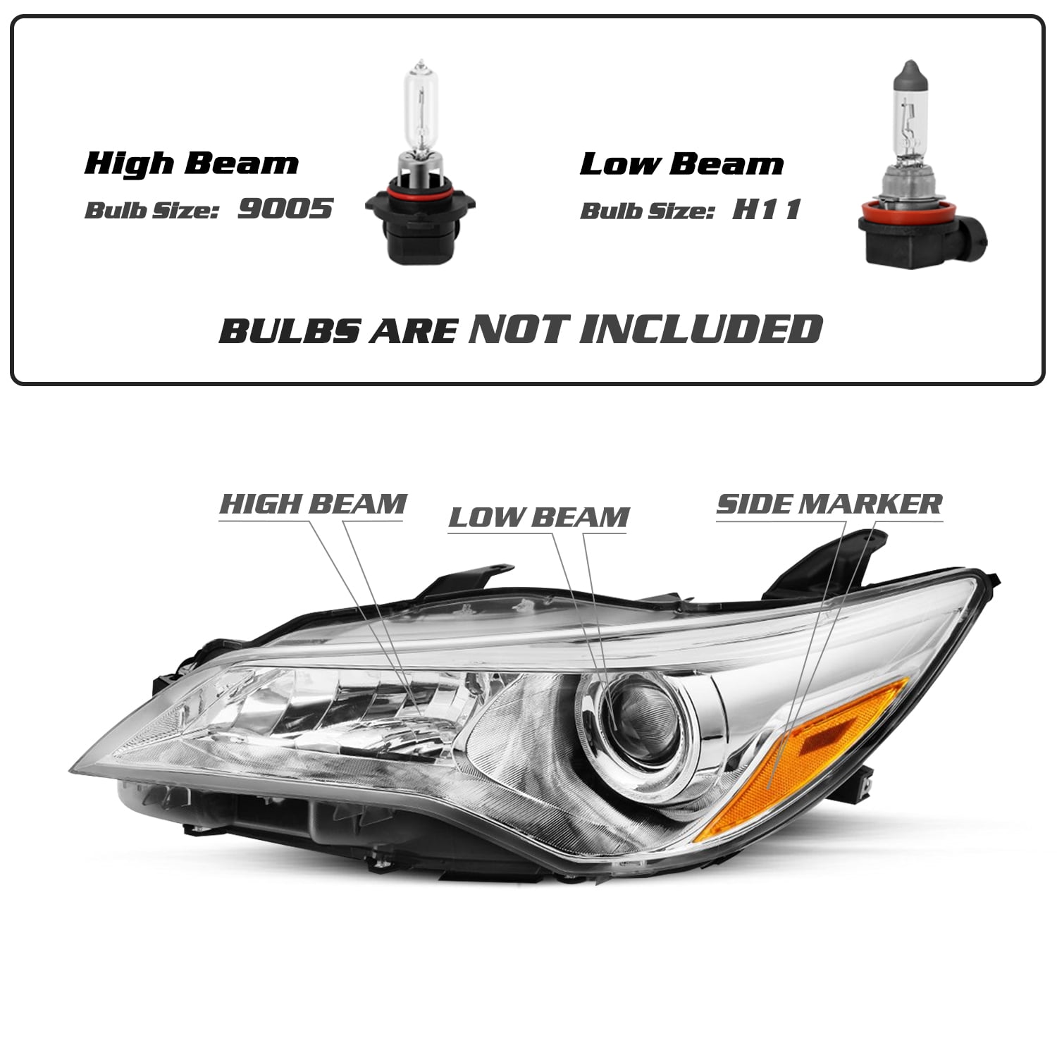 For 2015 2016 2017 Toyota Camry Projector Headlights Assembly Pair