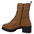 thumbnail image 3 of New Women's Lug Sole Platform Combat Ankle Bootie Lace up Side Zipper Bootie, 3 of 5