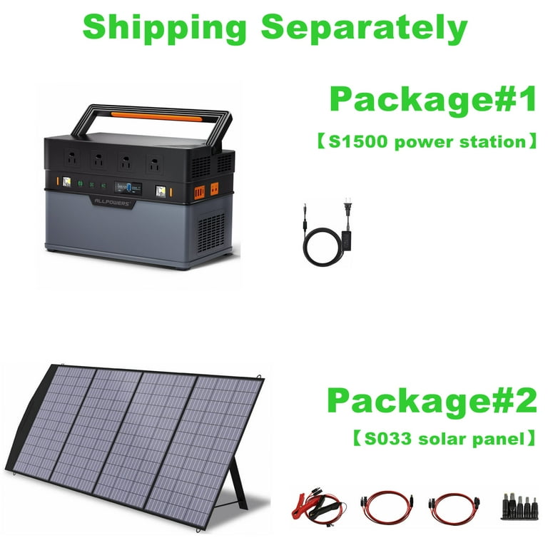 ALLPOWERS S1500 Solar Generator Kit, 1092Wh 1500W Portable Power Station  with 200W 18V Foldable Solar Panel - Shipping Separately