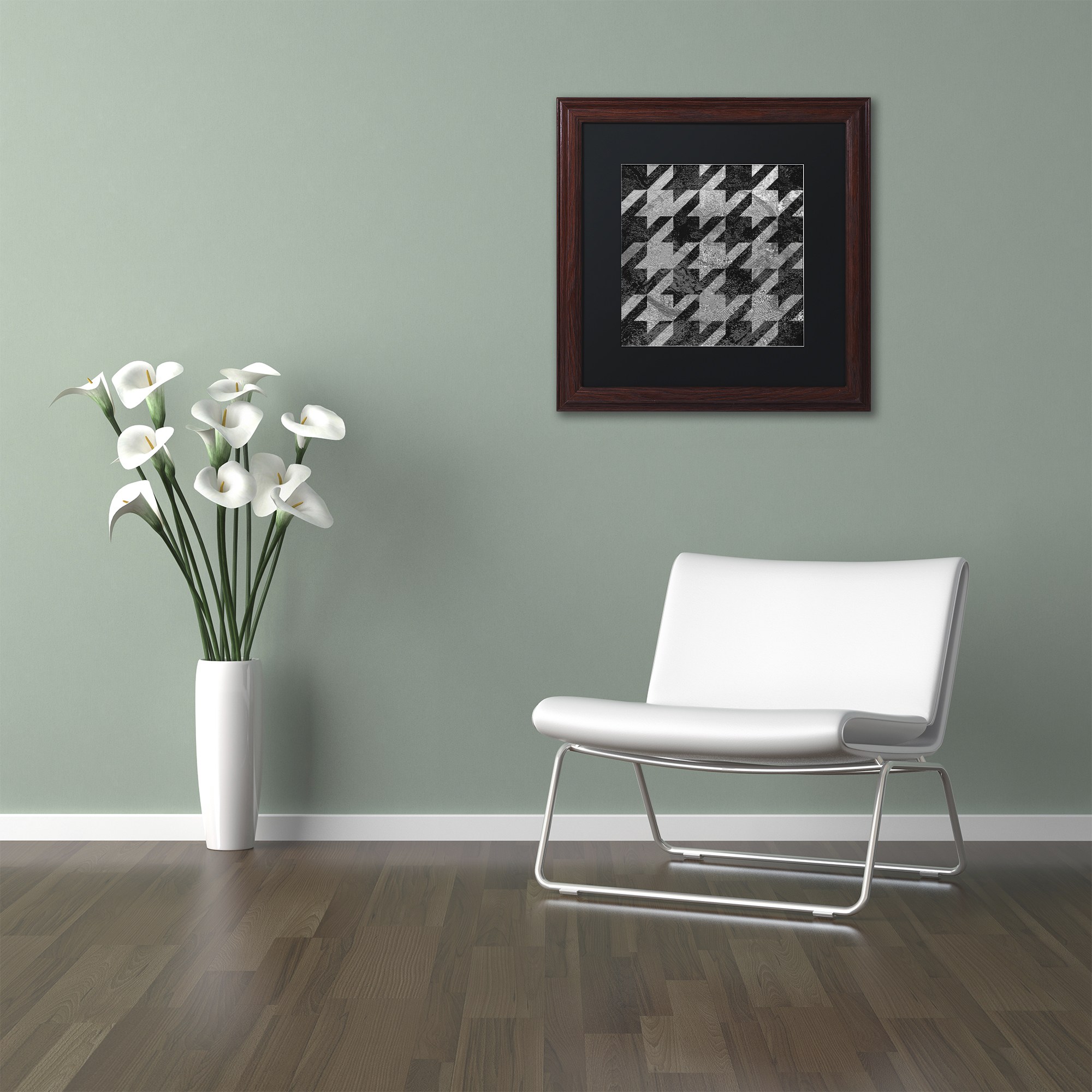 Trademark Fine Art "Houndstooth VI" Canvas Art by Color Bakery Black Matte, Wood Frame
