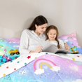 thumbnail image 4 of Feelyou Cartoon Car Excavator Bedding Comforter Set 7pcs, Dreamy Rainbow Cloud King Bedding Sets, Construction Truck Theme Reversible Bed Sheets, Luxury Bedroom Decor, 4 of 8