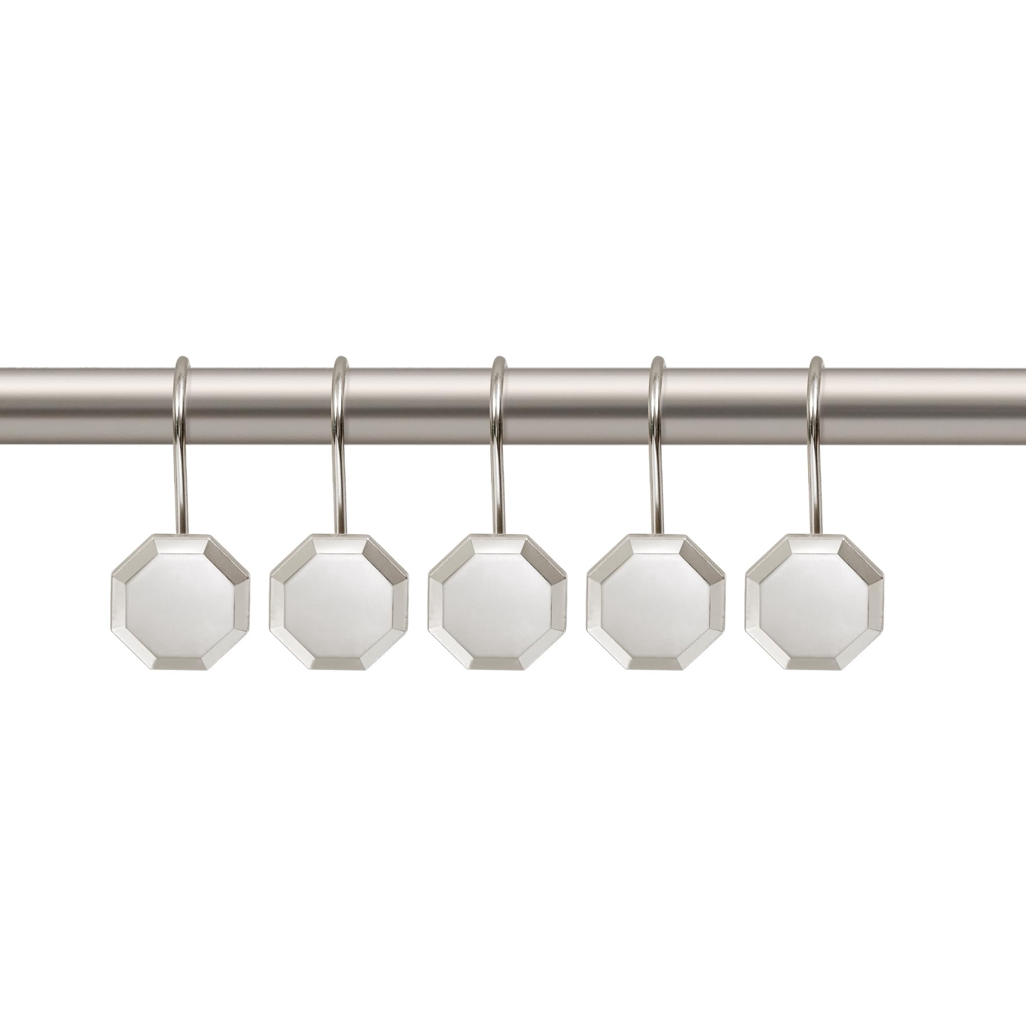 Utopia Alley Shower Rings, Shower Curtain Rings for Bathroom, Rustproof Zinc Shower Curtain Hooks Rings, Set of 12, Brushed Nickel