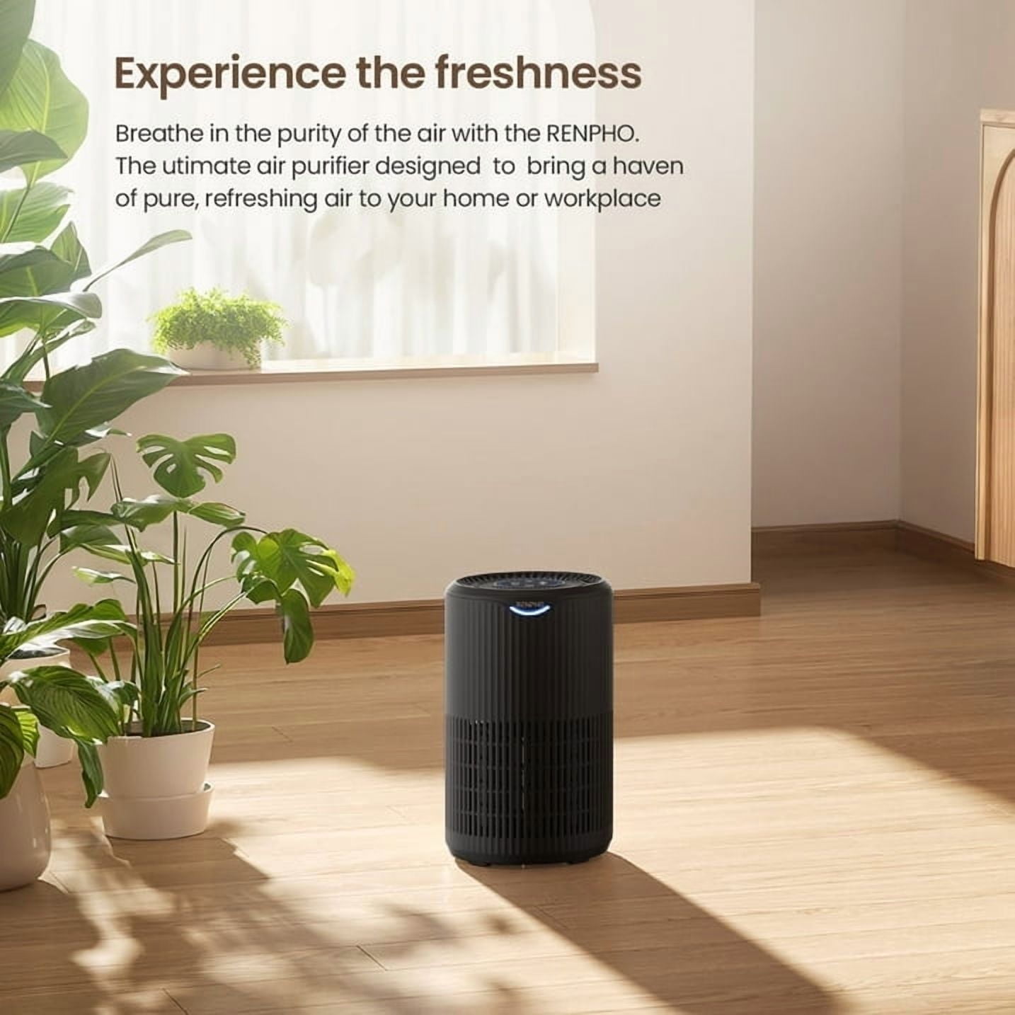 RENPHO HEPA Air Purifier for Large Room up to 1400 Sq.ft, Air Purifier for Allergies and Asthma with Sleep Mode, Remove 99.9% Smokers, Dust, Pet Hair, Odors, Pollen, Model HAU02-Black