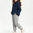 thumbnail image 2 of Girls Sweatsuits 2 Piece Fall Winter Cotton Fleece Warm Outfits 1-15Y Pullover Hoodie and Jogger Pants Set (9-10 Years, Navy&Gray), 2 of 8