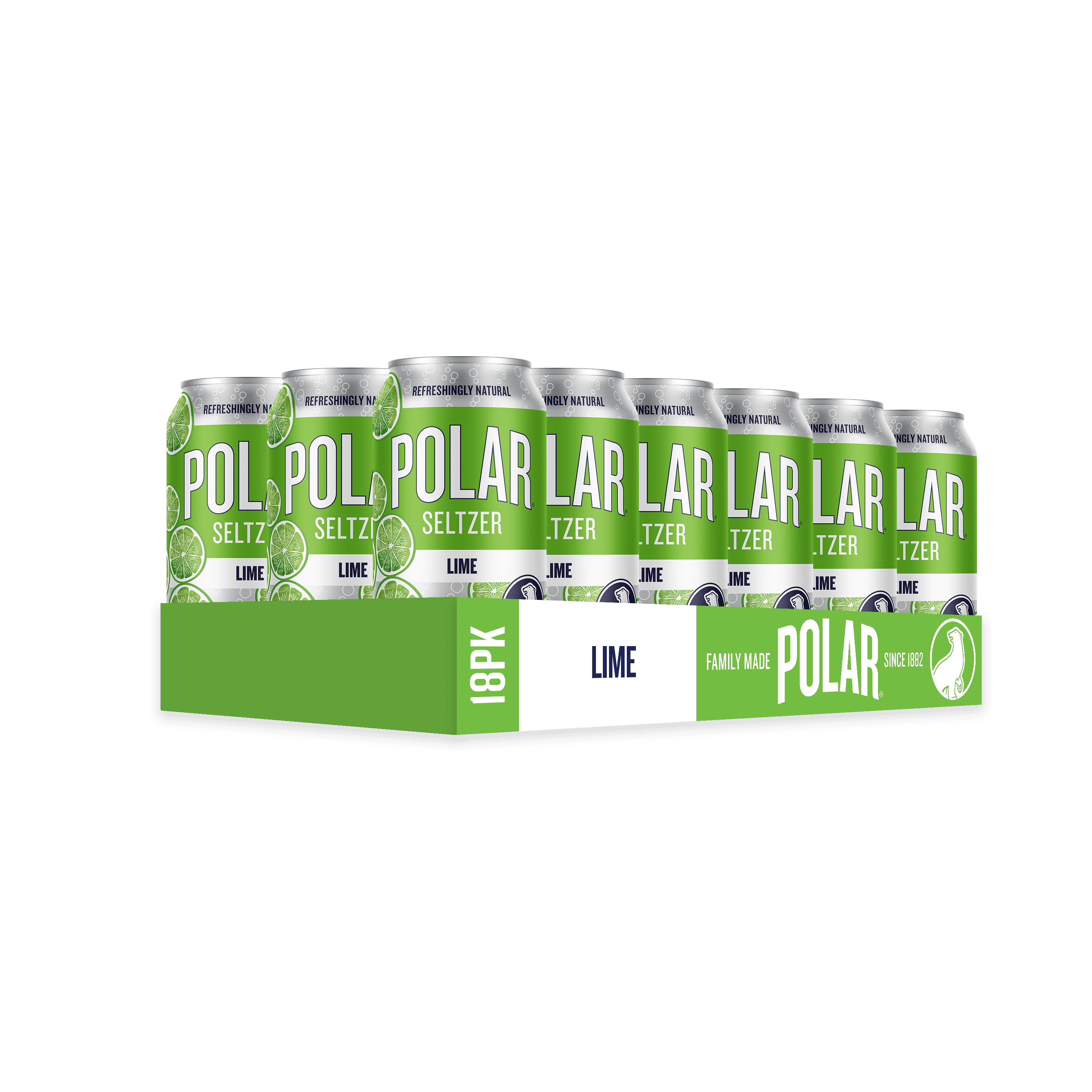 Polar Zero Calorie Lime Sparkling Seltzer Water, 12 fl oz, 18 Pack Cans