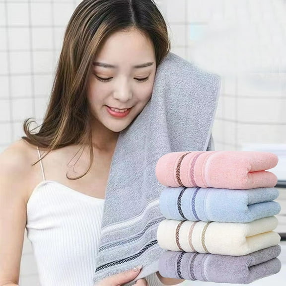 Bath Towel Set, Premium Cotton Washcloths, 1-pack 75x35cm in Pink Gray Blue Beige, Highly Absorbent & Quick-drying for Softness, Ideal for Adults, Gym, Travel & Guest Bathroom Use,Vsgery
