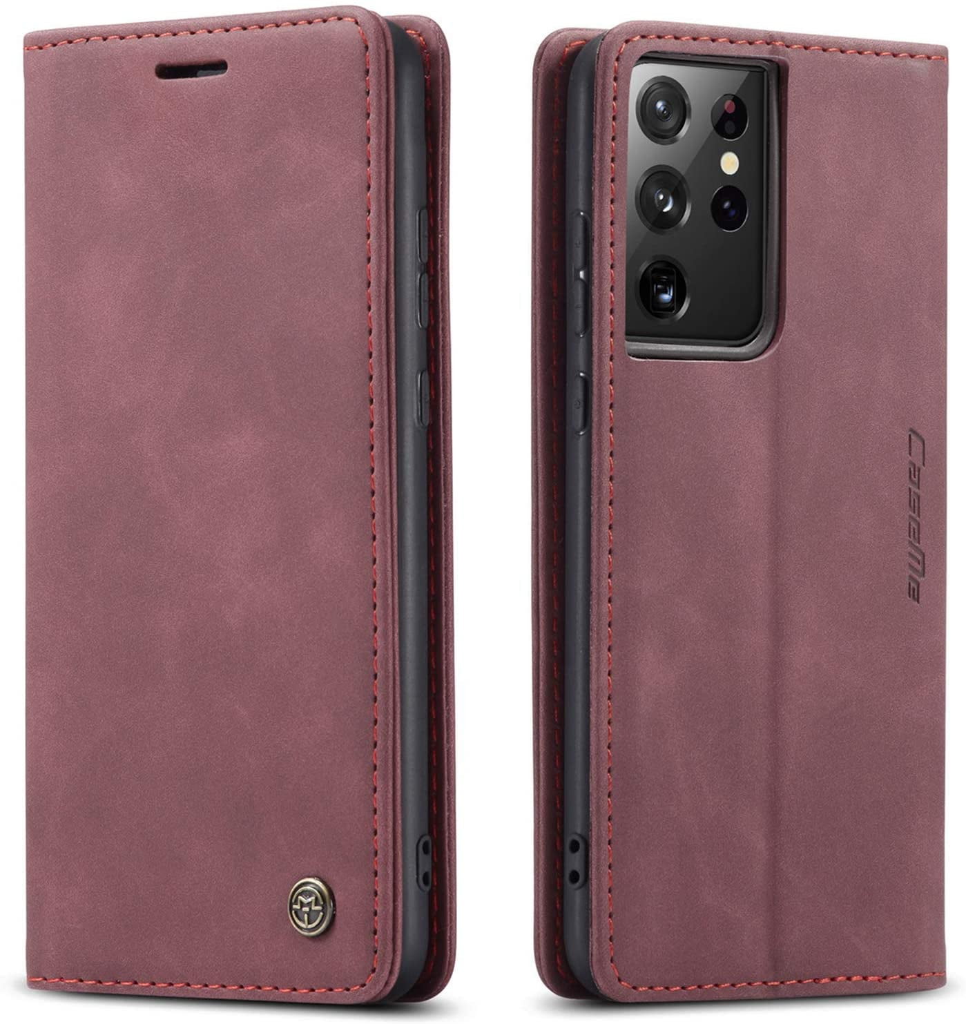 UEEBAI Wallet Case for Samsung Galaxy S20 FE 5G Brown Retro 9 Card Holder Slots Zipper Pocket Handbag Case PU Leather Magnetic Closure Kickstand with Wrist Strap Shockproof Flip Case 