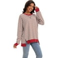 thumbnail image 7 of Unique Bargains Womens Striped Sweatshirt Oversized Crew Neck Long Sleeve Top M Coffee White, 7 of 7