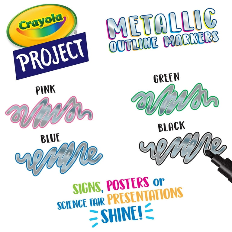 Crayola Signature 6 Metallic Outline Markers - Item 58-6701