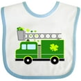 thumbnail image 3 of Inktastic St. Patricks Day Fire Truck in Green with Shamrocks Boys or Girls Baby Bib, 3 of 4