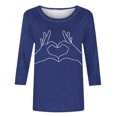 thumbnail image 5 of Tops de Cuello Redondo para las Mujeres Moda Impresa 3/4 Mangas Blusa Casual Top, Estante de Imitación, 5 of 5