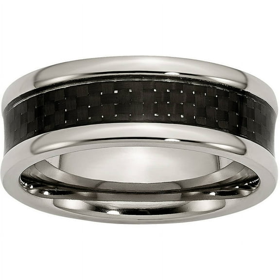 Titanium Polished Black Carbon Fiber Inlay 8mm Band