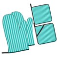 thumbnail image 3 of Oven Mitts and Pot Holders Set, Baking 4-Piece Set for Kitchen for Outdoor BBQ Mitts Heat Resistant Cooking, Blue Lines Pattern, 3 of 8