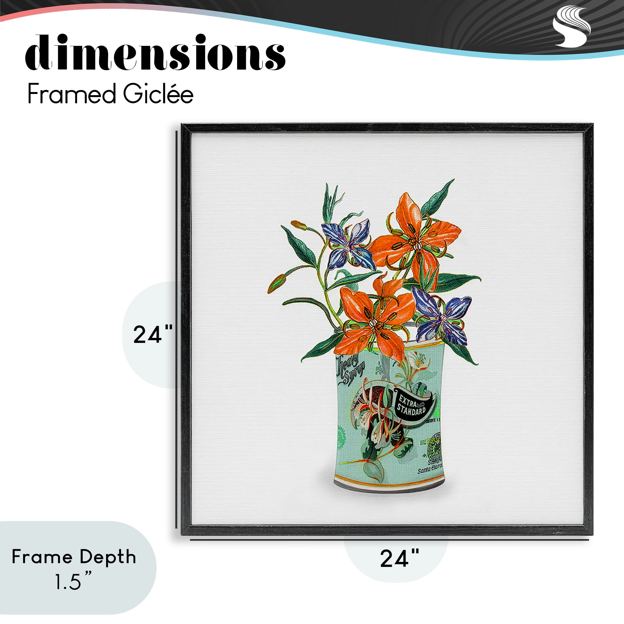 Stupell Industries Lilies in Retro Tin Black Framed Giclee Art, design by Val Rhodes