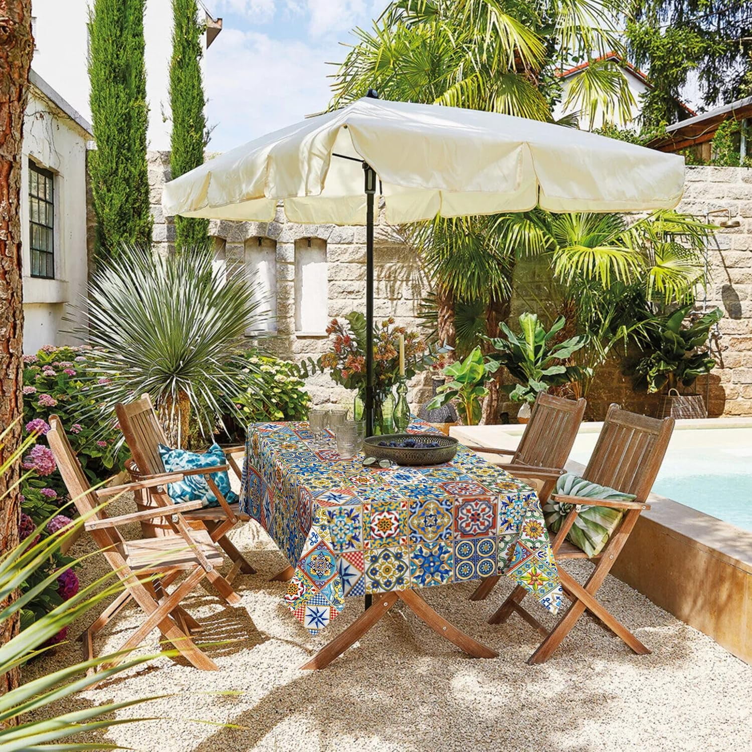 floral patio table umbrella Boho with Fringe Pink Umbrella 6ft Tassel Beach Umbrella UPF 50+ Outdoor Umbrella Waterproof Portable Umbrella Detachable with Carry Bag Pool Umbrella with Tilt for Garden Lawn Net Weight 13.4 Lbs (6.1 kg) DIY Flower Pot for Around