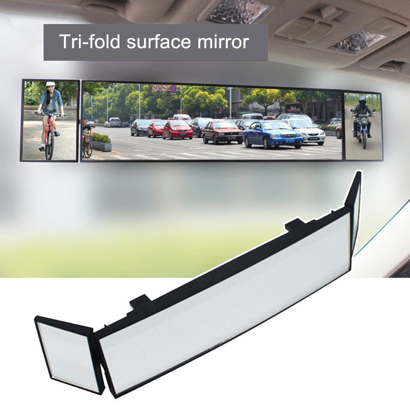 Car Panoramic Convex Clear Lens Wide Angle Lens Clip On Rear View Mirror 386mm