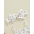 thumbnail image 6 of Suealasg 3Pcs Baby Girl Summer Outfits Long Sleeve Floral Print Spaghetti Strap Ruffle Tops+ Elastic Waist Shorts + Headband Set 3 6 9 12 18 Months Infant Girls Clothes, 6 of 8