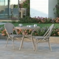 thumbnail image 3 of Emma + Oliver Indoor/Outdoor Bistro Style 31.5 in. Table with Black & White Textilene, Glass Top, and Two Chairs - Light Natural Frame, 3 of 10