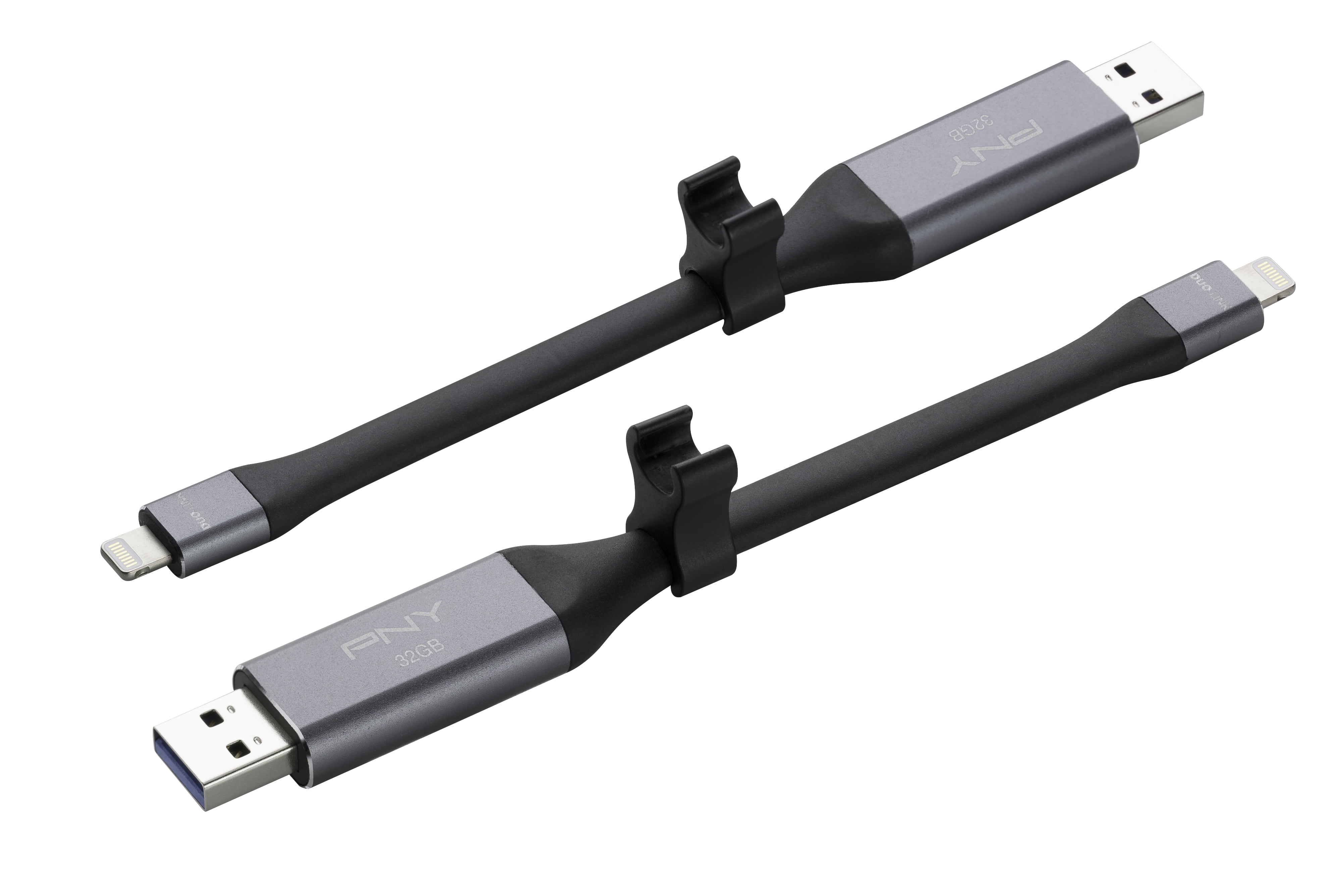 P-FDI32GLA02GC-RB PNY Duo Link Sync /& Charge 32GB Metal Gray for iPhone//iPad