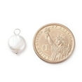 thumbnail image 5 of 10pcs Natural Baroque Pearl Keshi Pearl Pendants Cultured Freshwater Pearl with Brass Loops Flat Round Floral White Platinum 17.5x11x4.5mm Hole: 2.1~3.1mm, 5 of 5