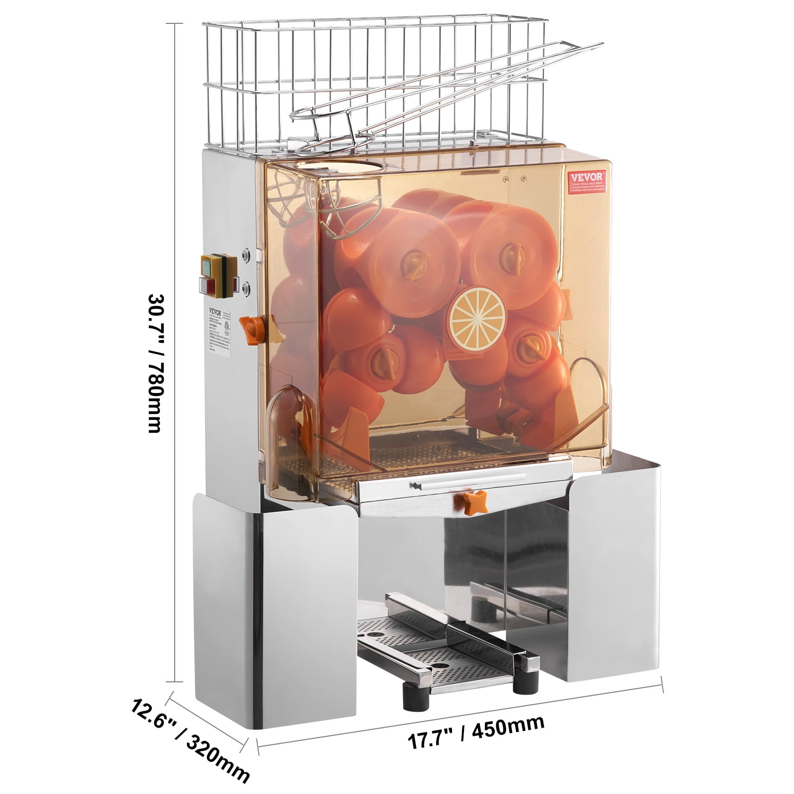 KFFKFF Commercial Orange Juicer Machine 120W Juice Squeezer Extractor Filter Box