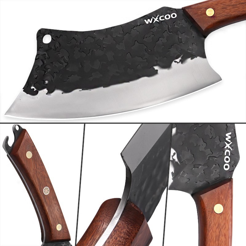 2PCS Handmade Utility Knife Stainless Steel Vegetable Chopper Multipurpose Chef Knife Sharp Durable Forged Kitchen Cutting Knife Fruit Fish Meat Cleaver Boning Knife for Cooking