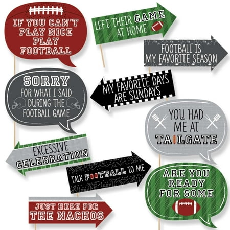 Big Dot of Happiness Funny End Zone - Football - Tailgating Party Photo Booth Props Kit - 10 Piece