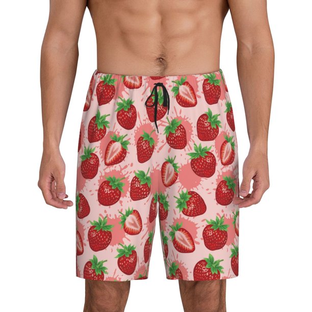 Fotbe Cute Strawberry Pantalones Cortos de Pijama para Hombre, Ropa de Dormir, Pantalones de Pijama Cortos para Hombre-Medium