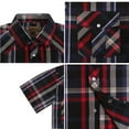 thumbnail image 3 of Coevals Club Men's Western Plaid Pearl Snap Buttons Two Pockets Casual Short Sleeve Shirts (Black Red #6 L), 3 of 4