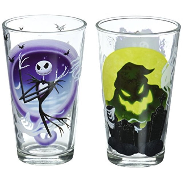 Zak Designs NBCC-B080 Nightmare Before Christmas Glass Tumbler 2 Piece Window box, 16 oz, Multicolor