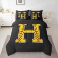 thumbnail image 2 of Feelyou Cute Letter H Bedding Comforter Set 7pcs for Boys, Baseball Monogrammed Print Queen Bedding Sets, Modern Ball Game Reversible Queen Sheet Sets, Breathable Home Decor, 2 of 7