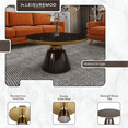 thumbnail image 2 of LeisureMod 30" Round Coffee Table with Sintered Stone Top and Brushed Gold Iron Rim Tempered Glass Pedestal Base No Assembly for Modern Home, Living Room Tully Collection in Grey/Black Stone, 2 of 18
