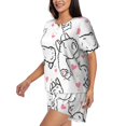 thumbnail image 2 of "Wukai Alpacas and Hearts Women's Pajama Set - Short-Sleeve Top and Shorts with Elastic Waistband and Pockets for Loungewear, Yoga, and Casual Wear-XX-Large, 2 of 8