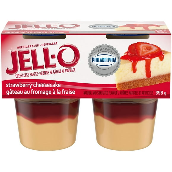 Jell-O Refrigerated Pudding Snacks, Strawberry Cheesecake, 4 Pack