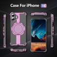 thumbnail image 2 of Hotpom for iPhone 16 Frameless Metal Case with 360° Rotating Magnetic Stand, Protective Shock Grade Shell,Pink, 2 of 8